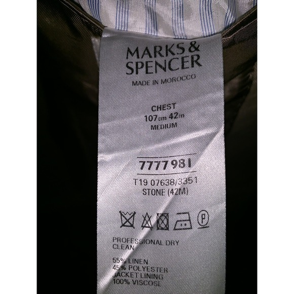 Marks & Spencer Men's Wheat Color Two Button Blazer Jacket 42 M - Picture 11 of 11